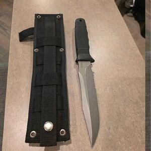 Black Tactical Knife with Sheath